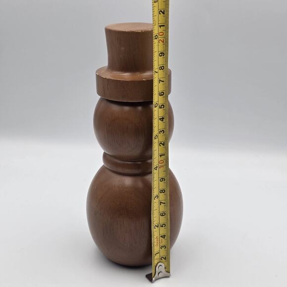 Wooden Snowman Pepper Grinder Holiday Christmas Decor Natural Elements Cottage - Picture 3 of 4
